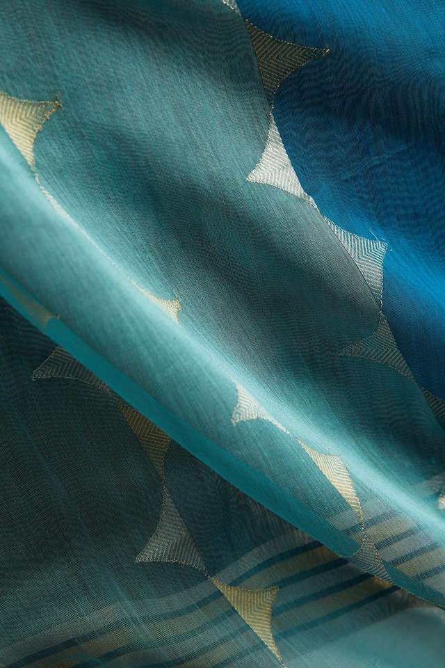 Blue Pure Silk Cotton Eknaliya Chanderi Saree thumbnail image number null