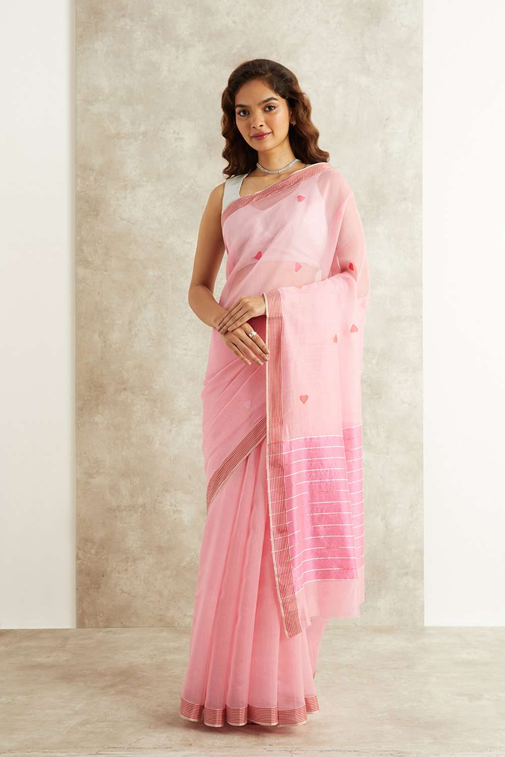 Pink Pure Silk Cotton Eknaliya Chanderi Saree image number null