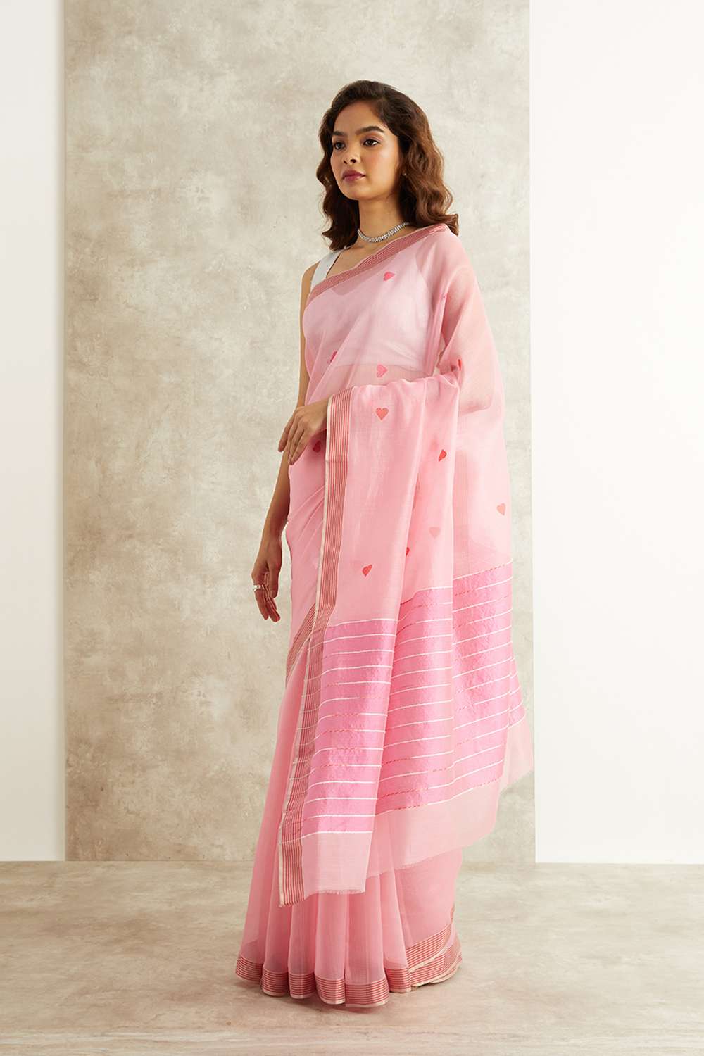 Pink Pure Silk Cotton Eknaliya Chanderi Saree image number null