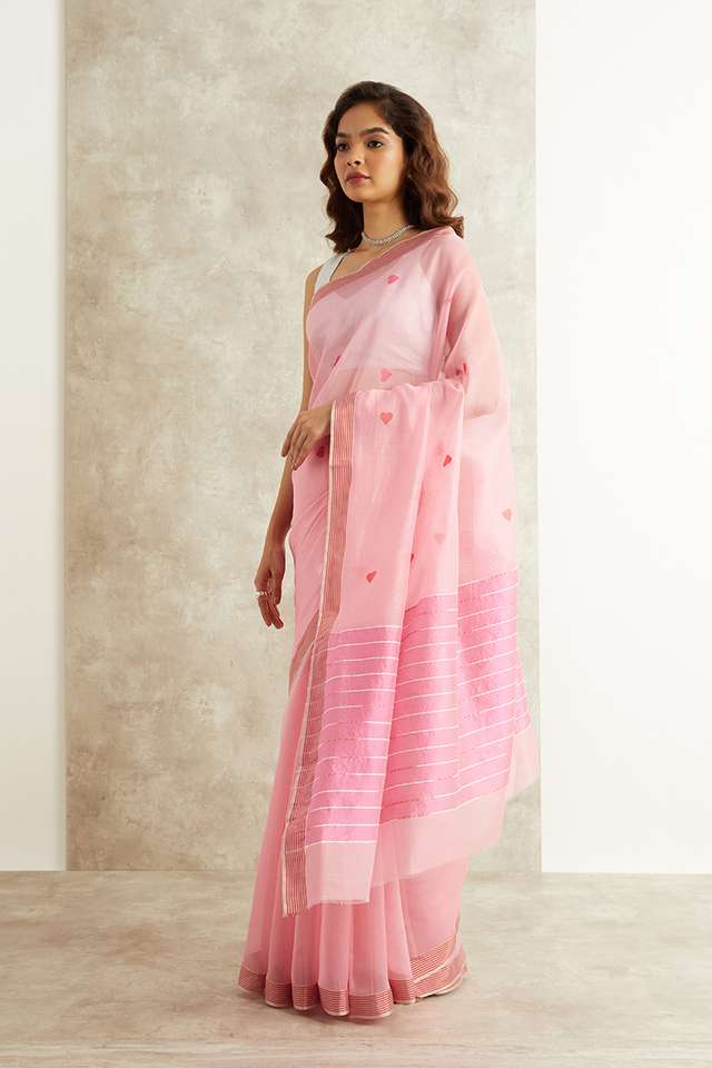 Pink Pure Silk Cotton Eknaliya Chanderi Saree thumbnail image number null