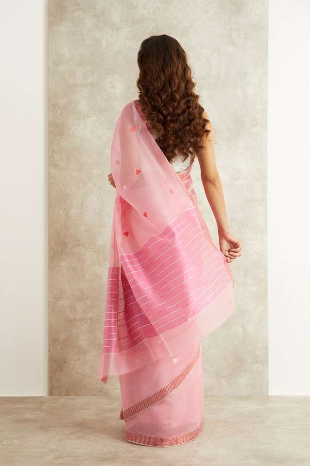 Pink Pure Silk Cotton Eknaliya Chanderi Saree thumbnail image number null