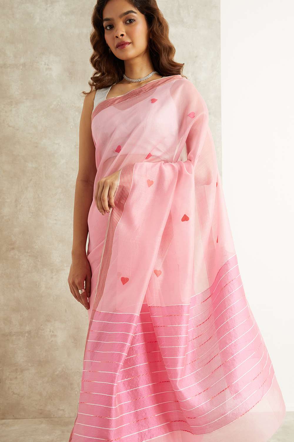 Pink Pure Silk Cotton Eknaliya Chanderi Saree image number null
