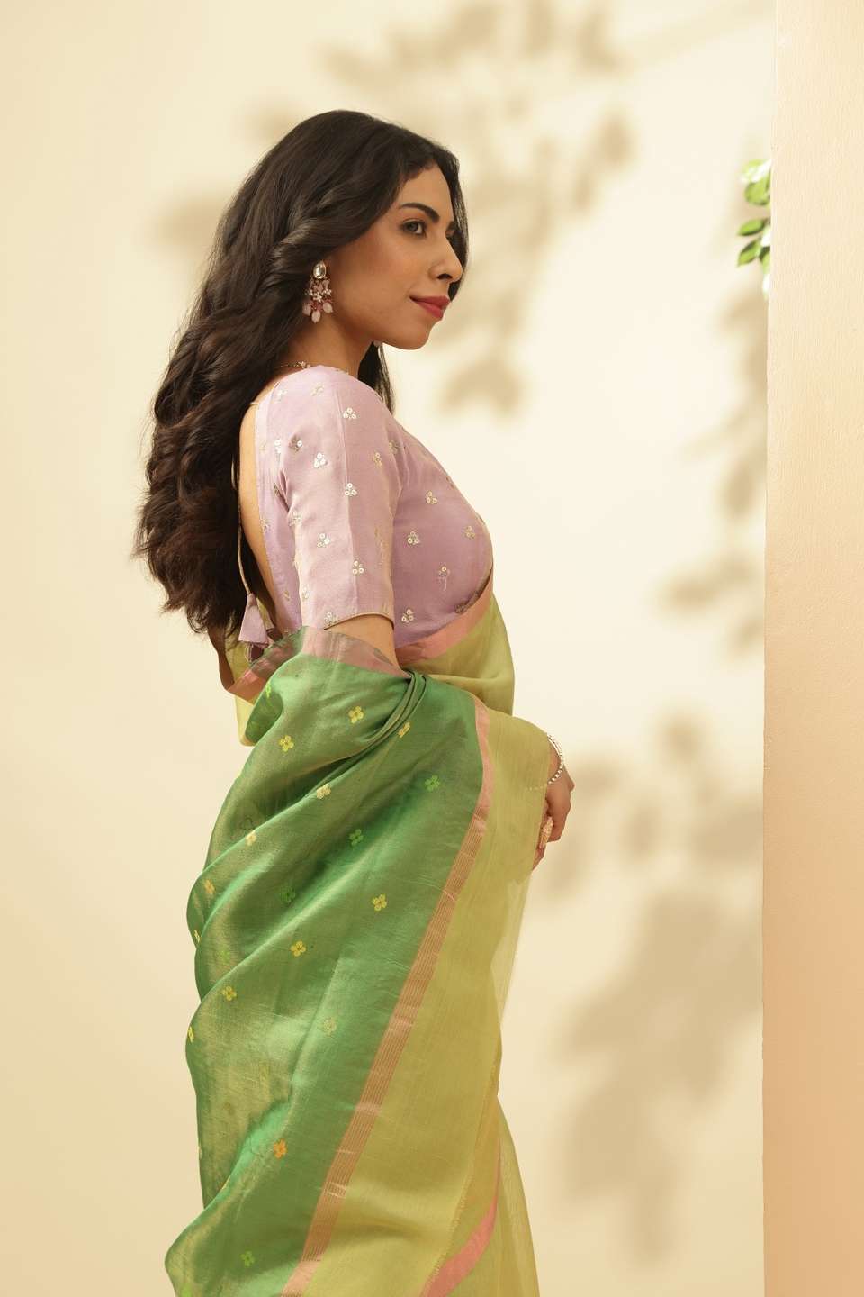 Light Green Woven Pure Tissue Cotton Chanderi Saree