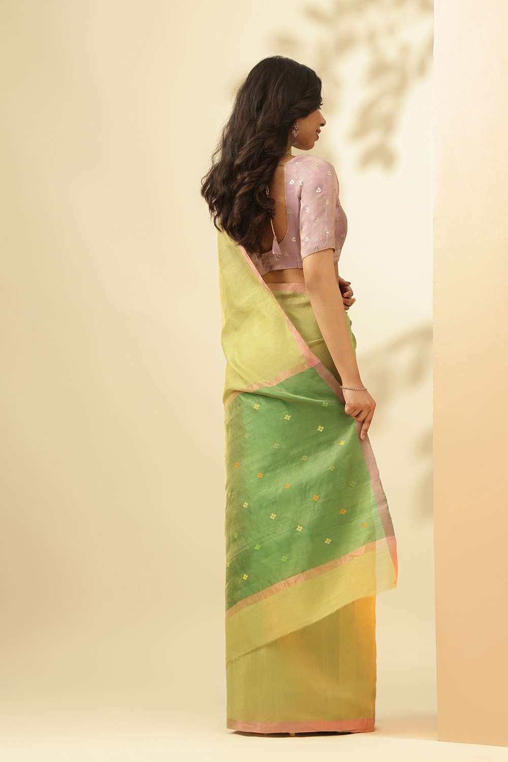 Light Green Woven Pure Tissue Cotton Chanderi Saree image number null