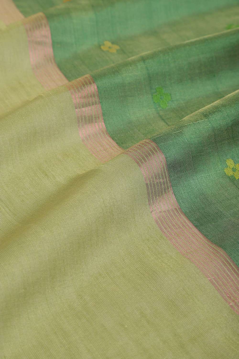 Light Green Woven Pure Tissue Cotton Chanderi Saree image number null