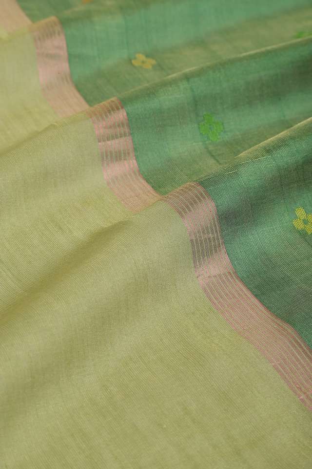 Light Green Woven Pure Tissue Cotton Chanderi Saree thumbnail image number null