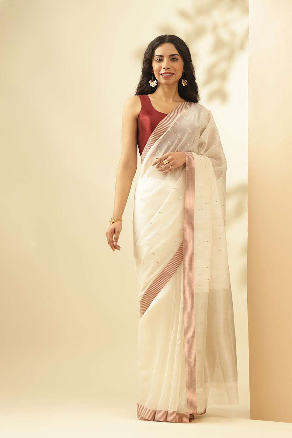 White Woven Pure Silk Cotton Chanderi Saree