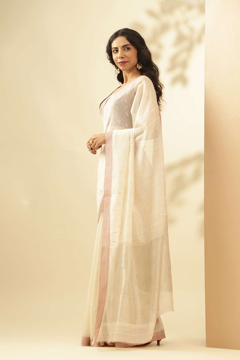 White Woven Pure Silk Cotton Chanderi Saree image number null