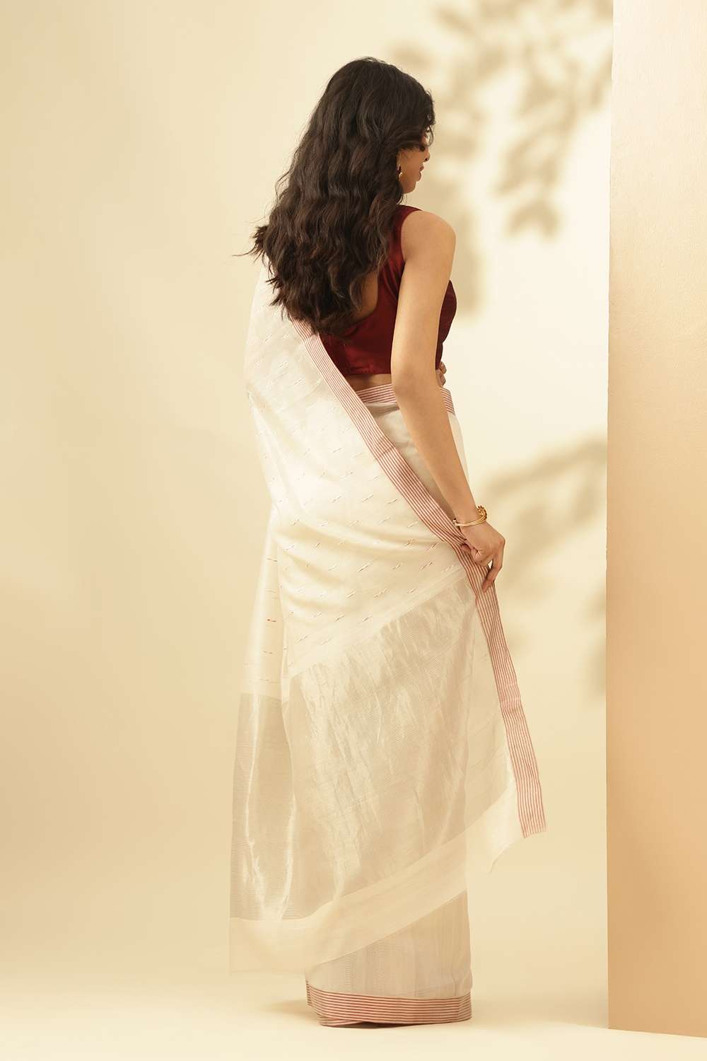 White Woven Pure Silk Cotton Chanderi Saree image number null