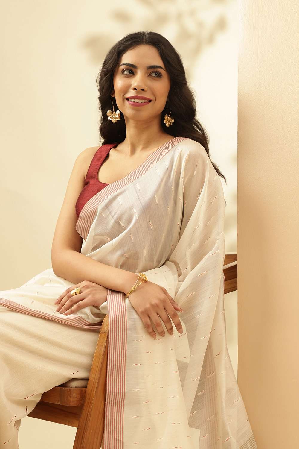 White Woven Pure Silk Cotton Chanderi Saree image number null