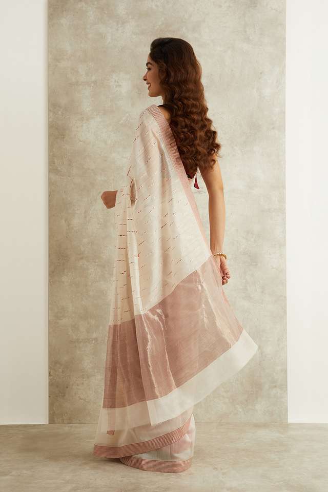 White Woven Pure Silk Cotton Eknaliya Chanderi Saree thumbnail image number null