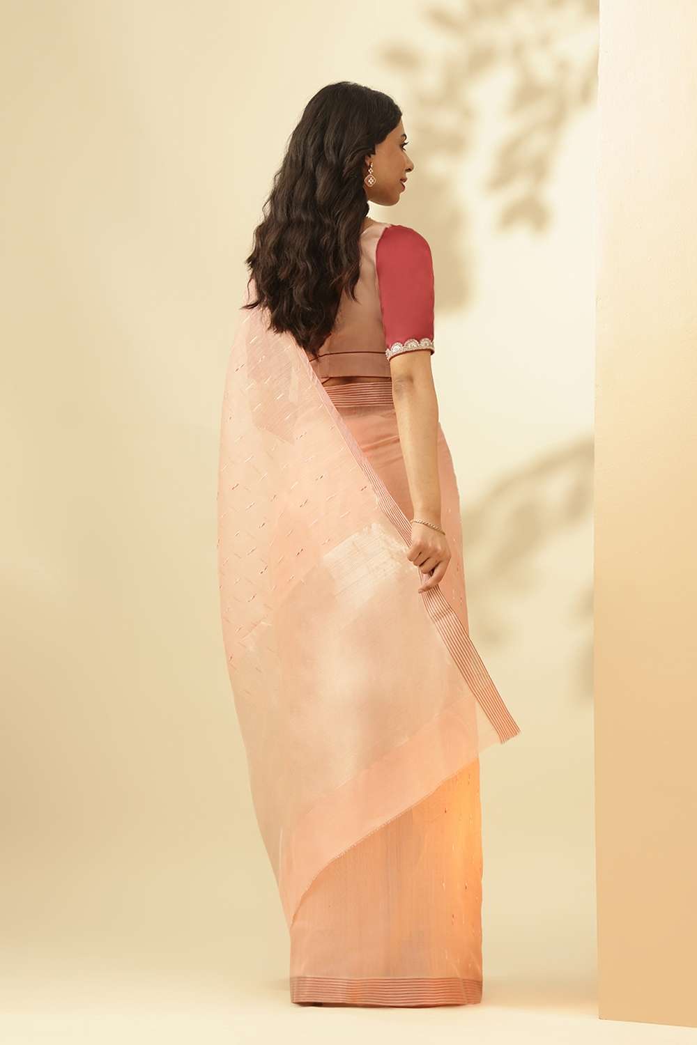 Peach Woven Pure Silk Cotton Chanderi Saree image number null