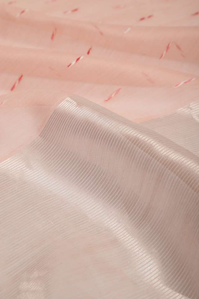 Peach Woven Pure Silk Cotton Chanderi Saree thumbnail image number null