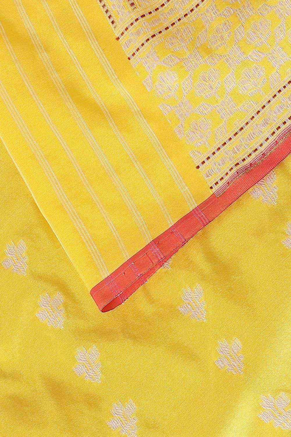 Yellow Pure Silk Banarasi Saree image number null