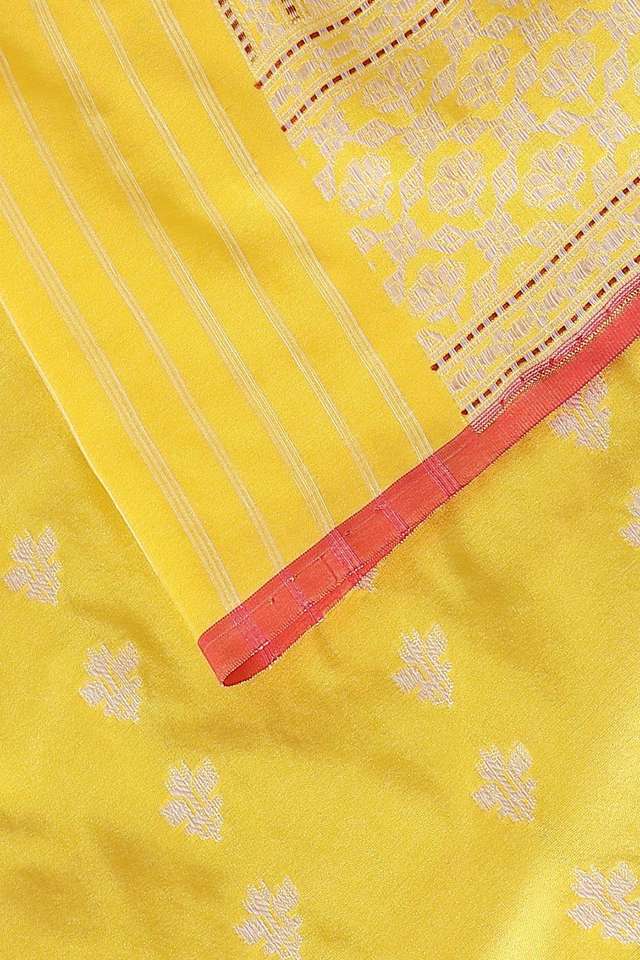 Yellow Pure Silk Banarasi Saree thumbnail image number null