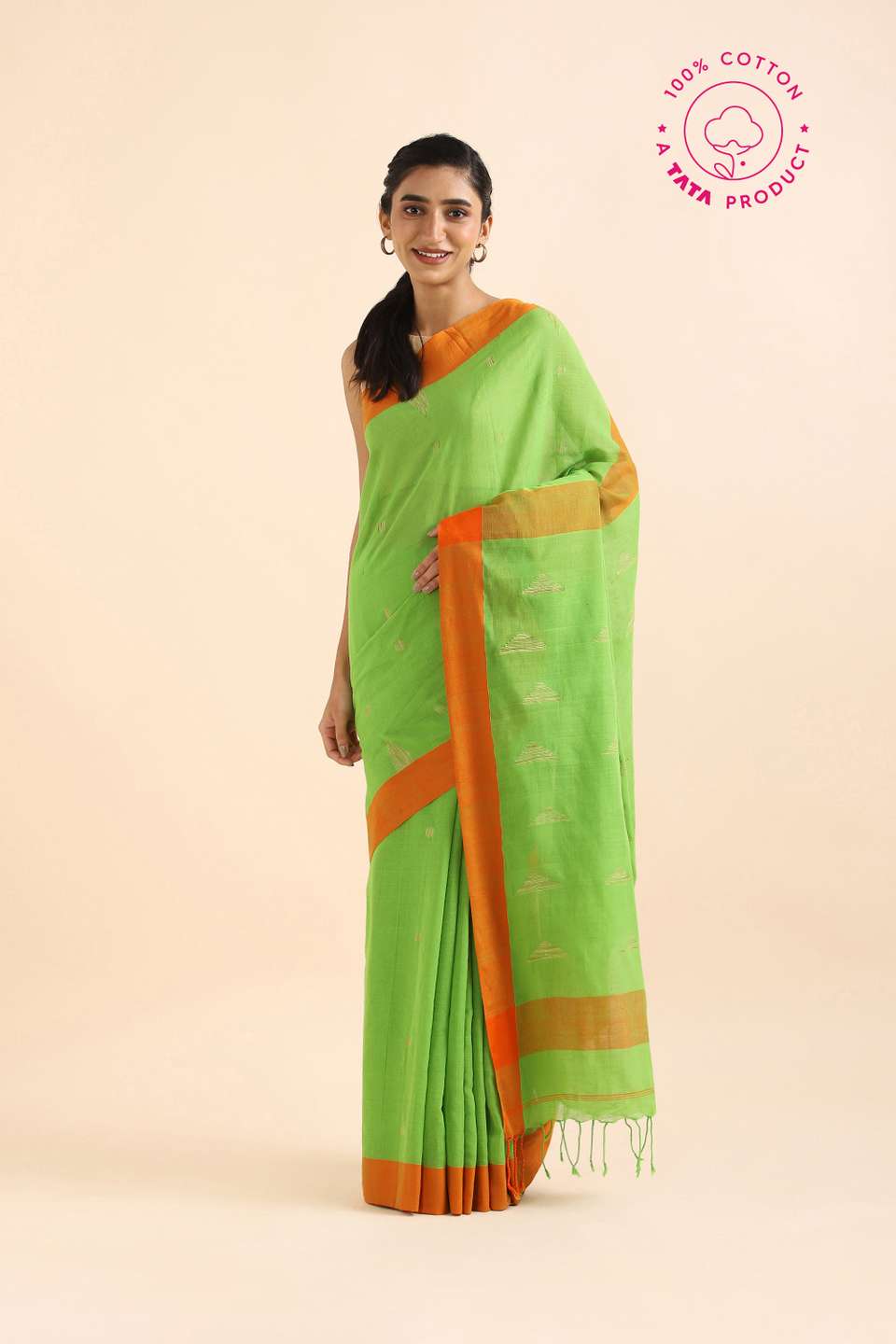 Green Pure Cotton Jamdani Saree