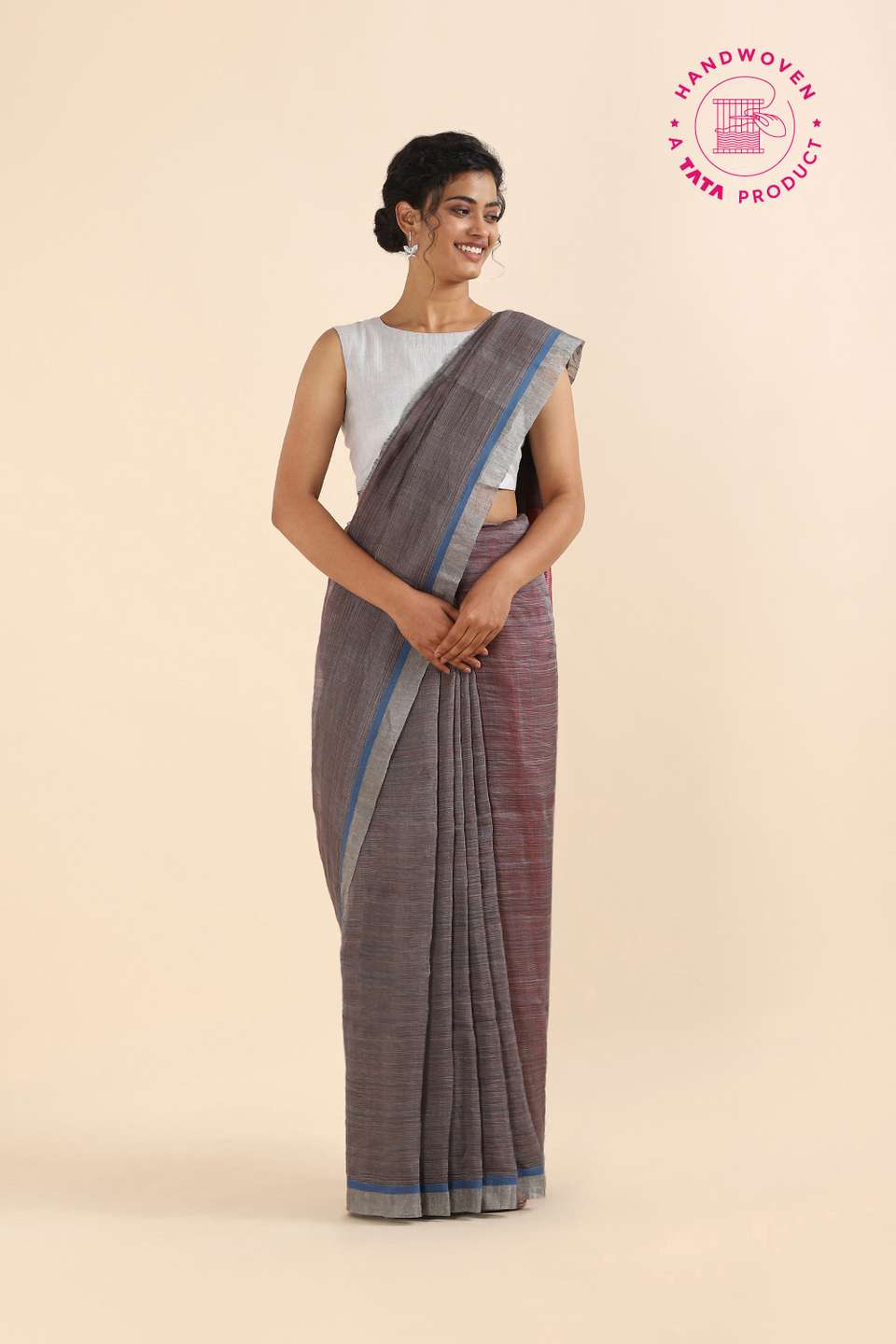 Multicolored Pure Silk Linen Bengal Saree