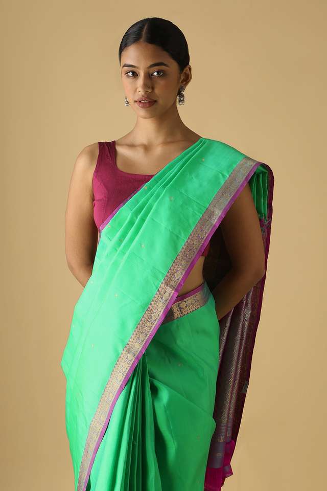 Green Pure Silk Kanjivaram Saree thumbnail image number null
