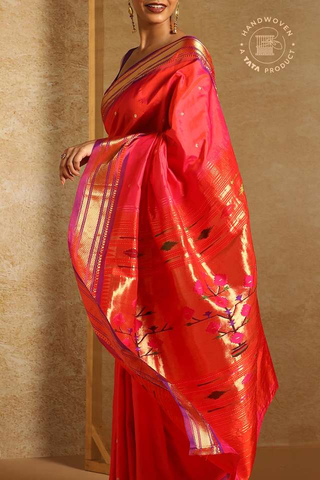 Pink Pure Silk Paithani Saree image number