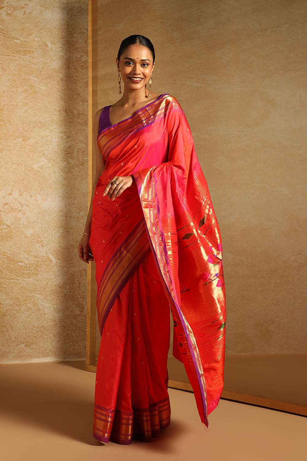 Pink Pure Silk Paithani Saree image number null