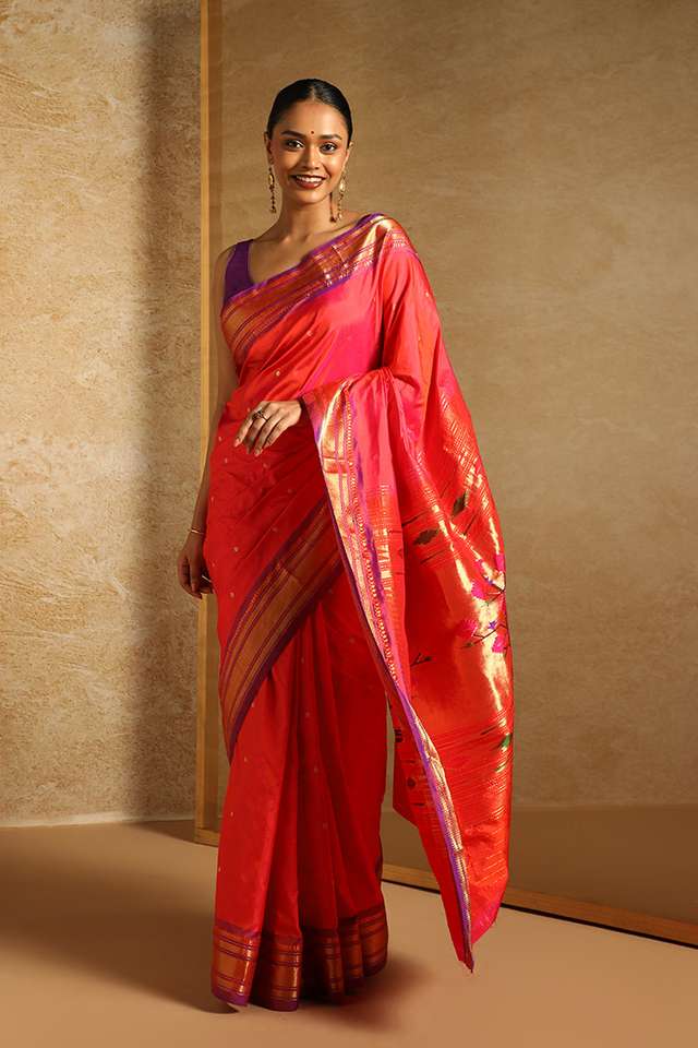Pink Pure Silk Paithani Saree thumbnail image number null