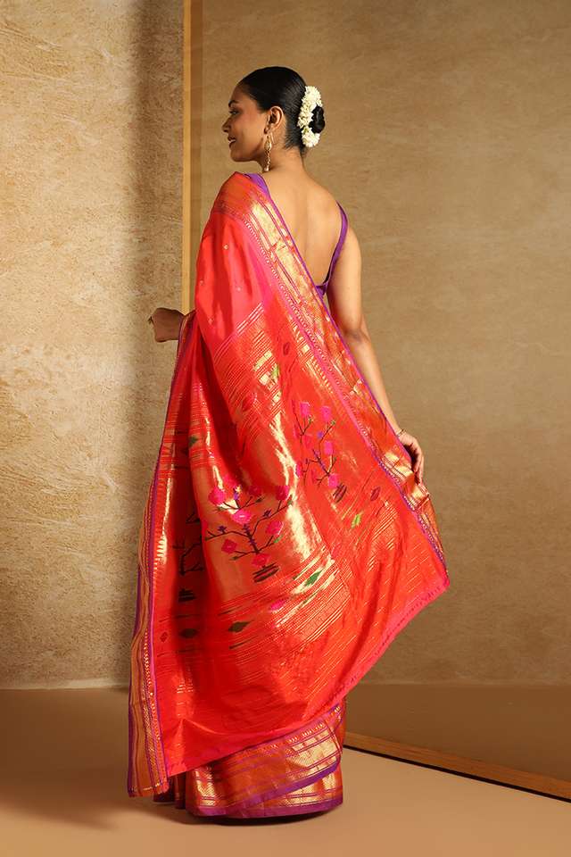 Pink Pure Silk Paithani Saree thumbnail image number null