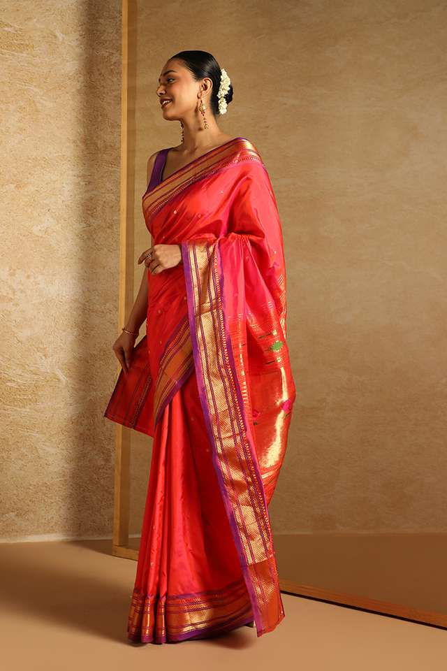 Pink Pure Silk Paithani Saree thumbnail image number null