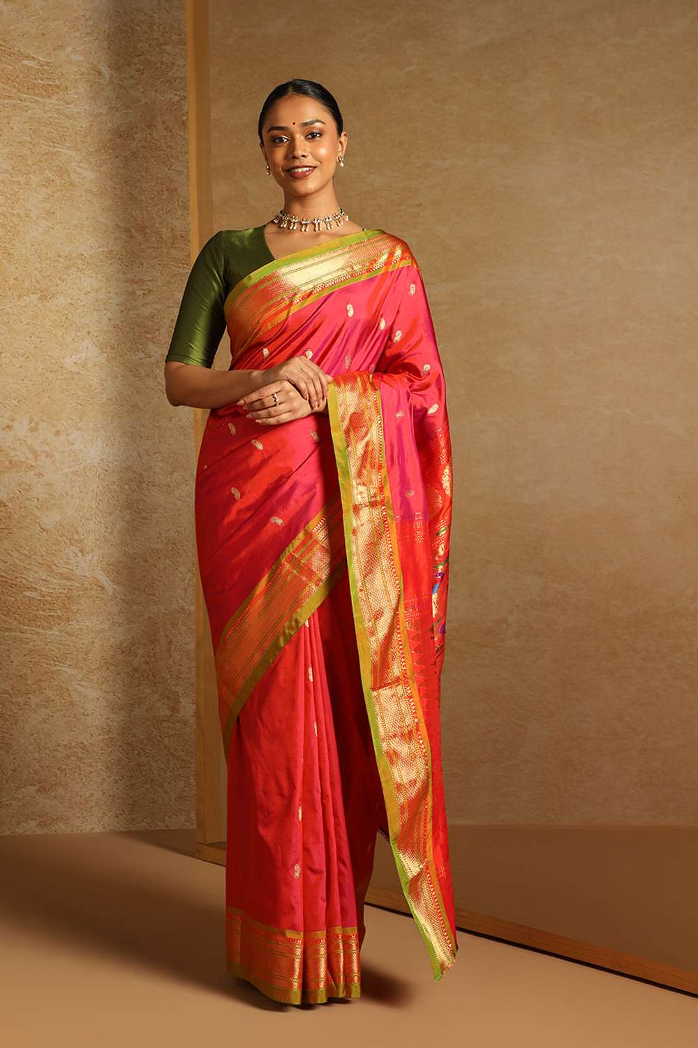 Pink Pure Silk Paithani Saree image number null