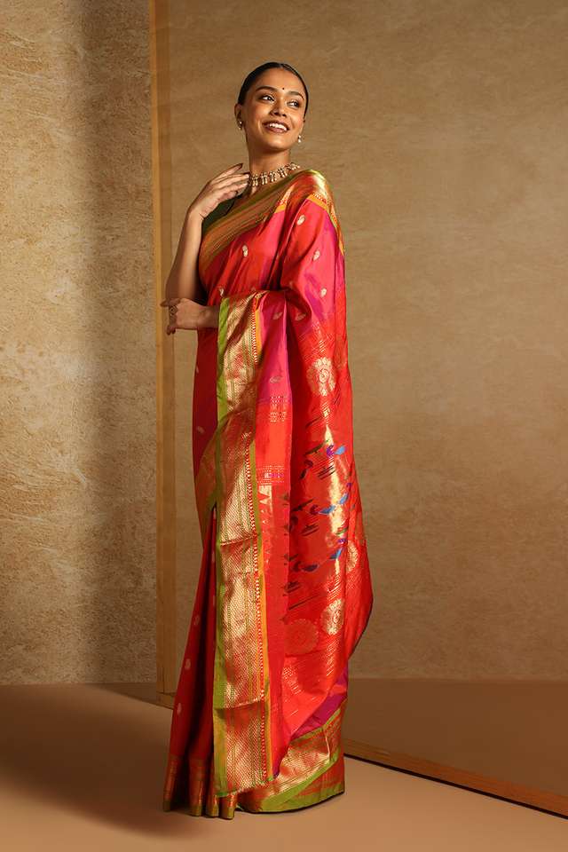 Pink Pure Silk Paithani Saree thumbnail image number null