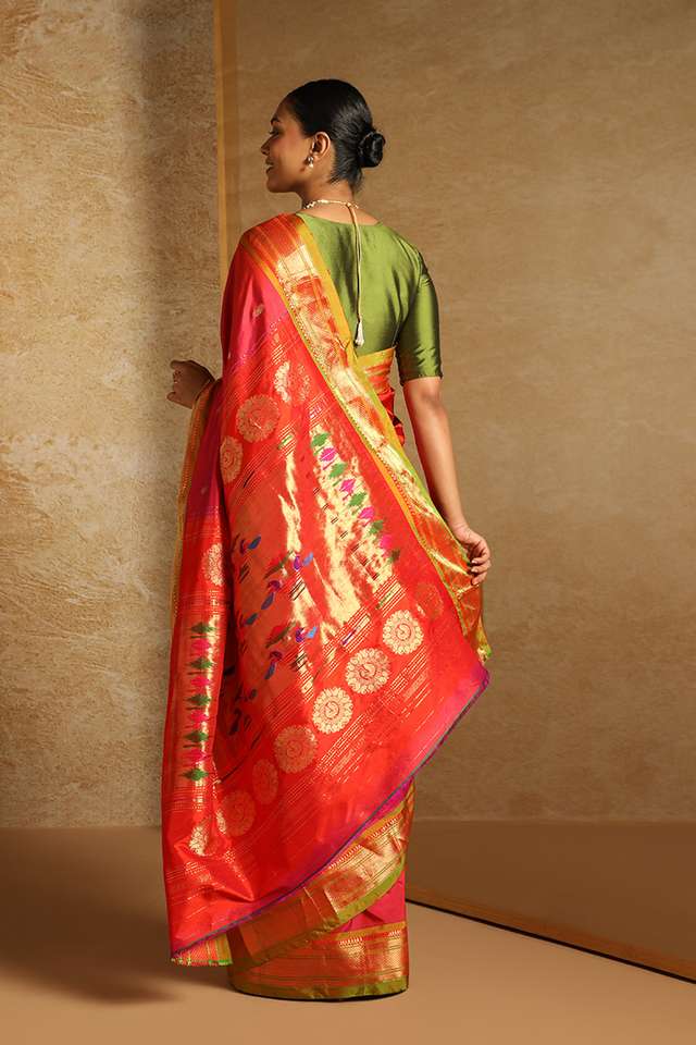 Pink Pure Silk Paithani Saree thumbnail image number null