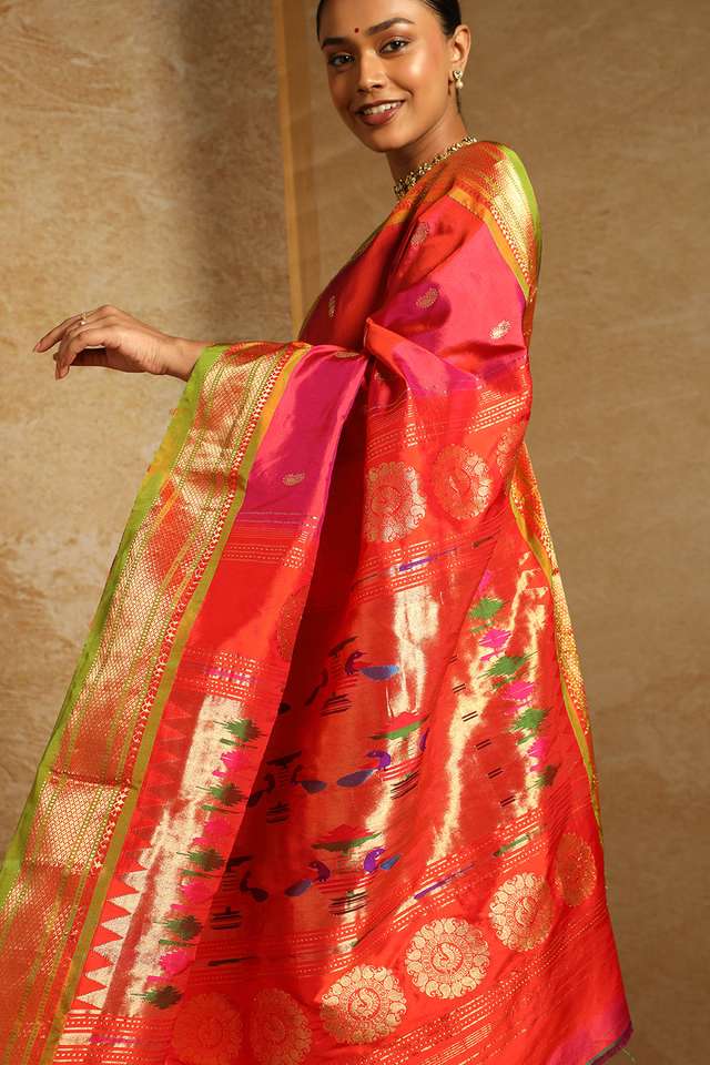 Pink Pure Silk Paithani Saree thumbnail image number null