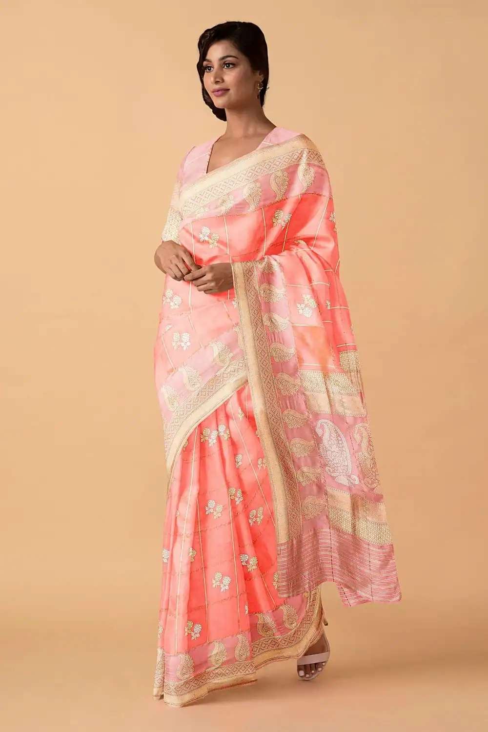 Light Pink Pure Banarasi Silk Sarees image number null