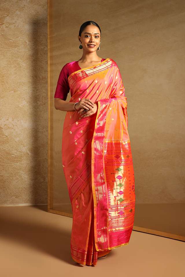 Pink Tapestry Pure Silk Paithani Saree image number