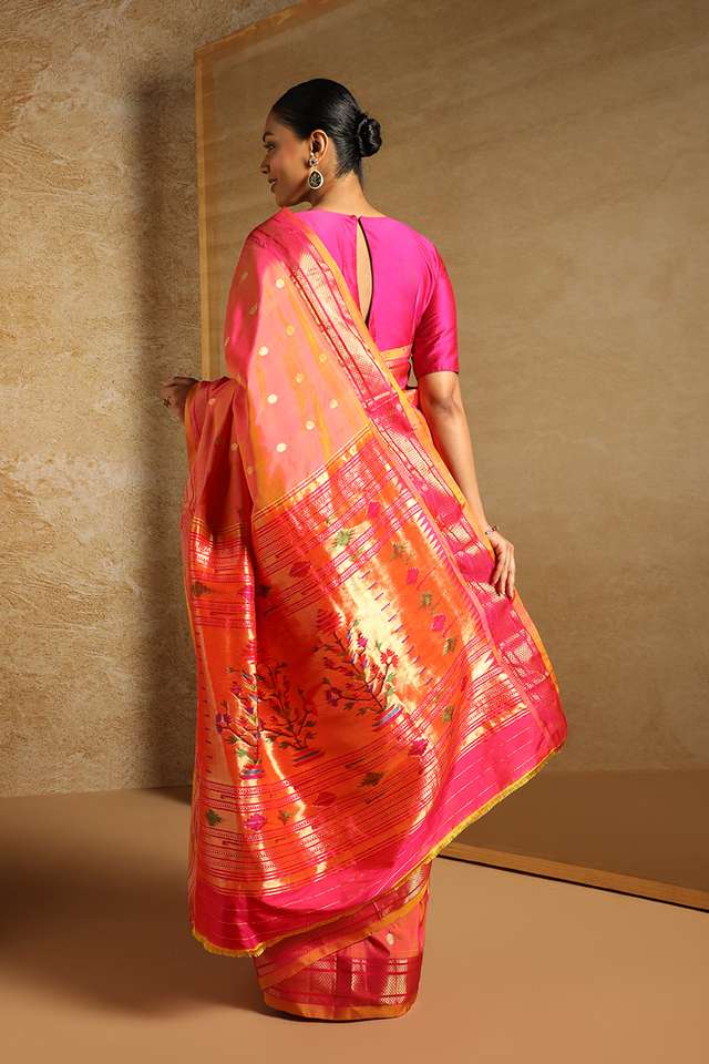 Pink Tapestry Pure Silk Paithani Saree thumbnail image number null