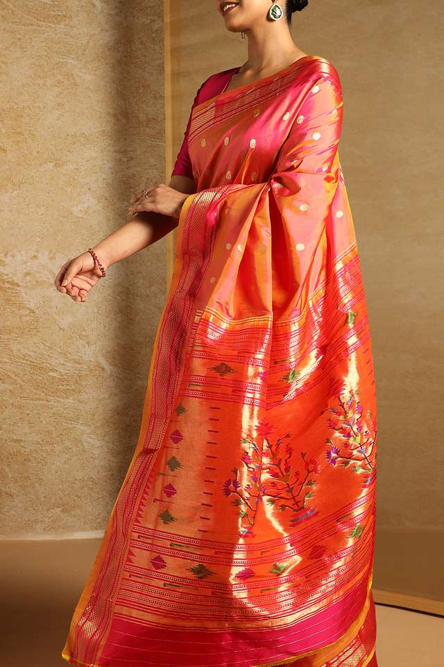 Pink Tapestry Pure Silk Paithani Saree thumbnail image number null
