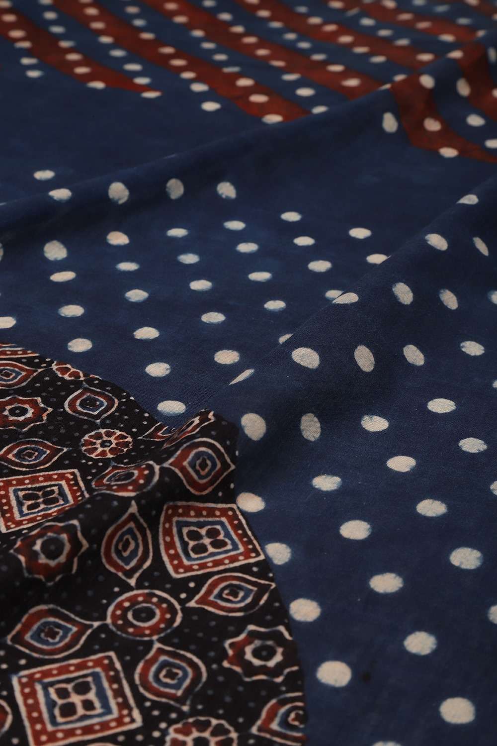 Blue Gujarat Pure Silk Cotton Ajrakh Saree image number null