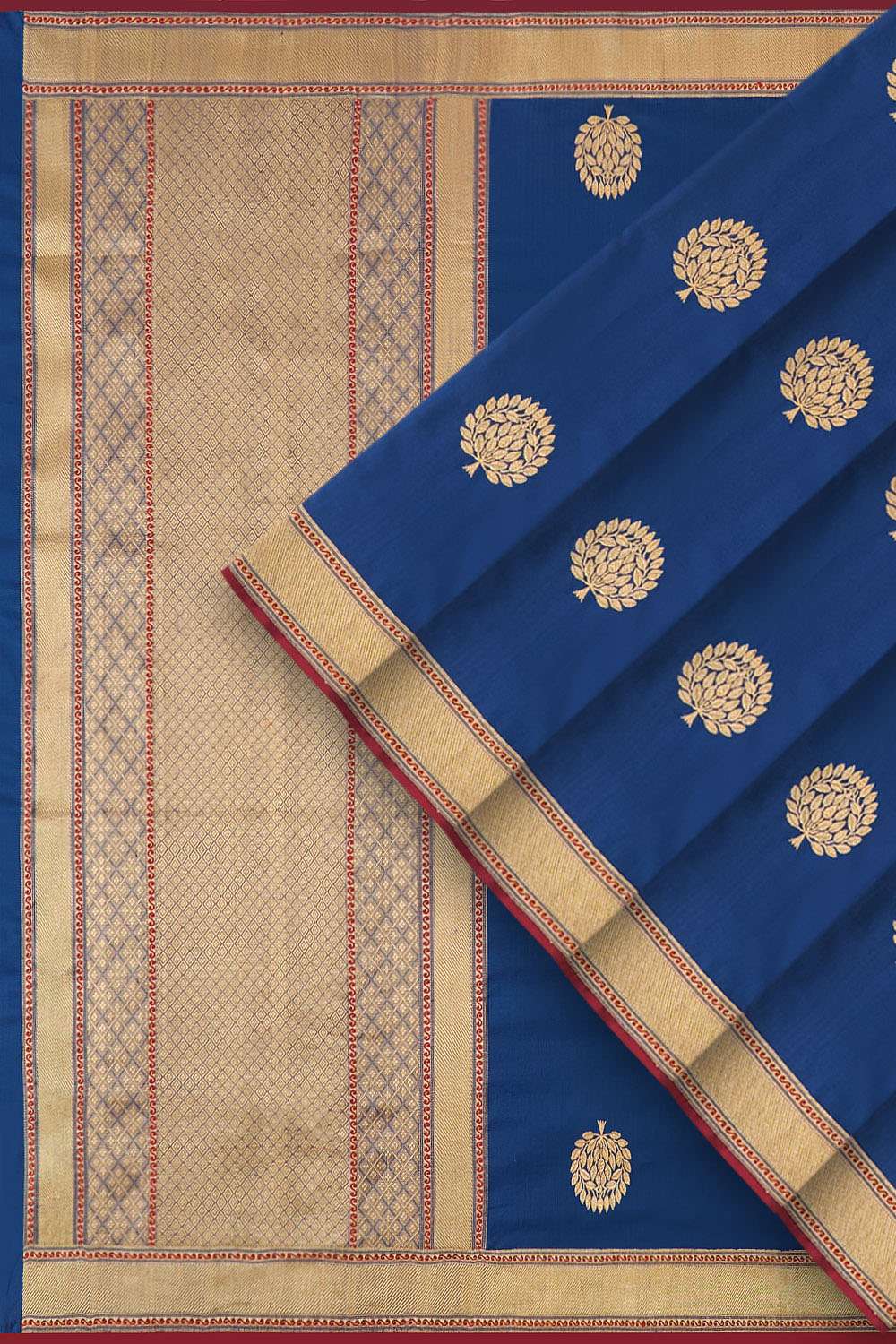Dark Blue Pure Silk Kadwa Banarasi Saree image number null