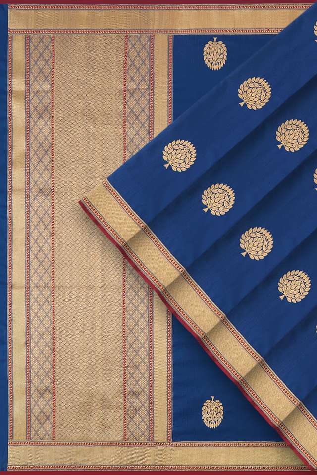 Dark Blue Pure Silk Kadwa Banarasi Saree thumbnail image number null