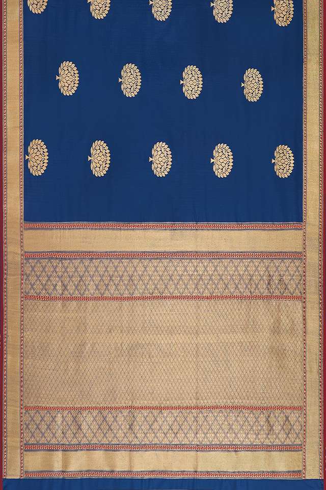 Dark Blue Pure Silk Kadwa Banarasi Saree thumbnail image number null