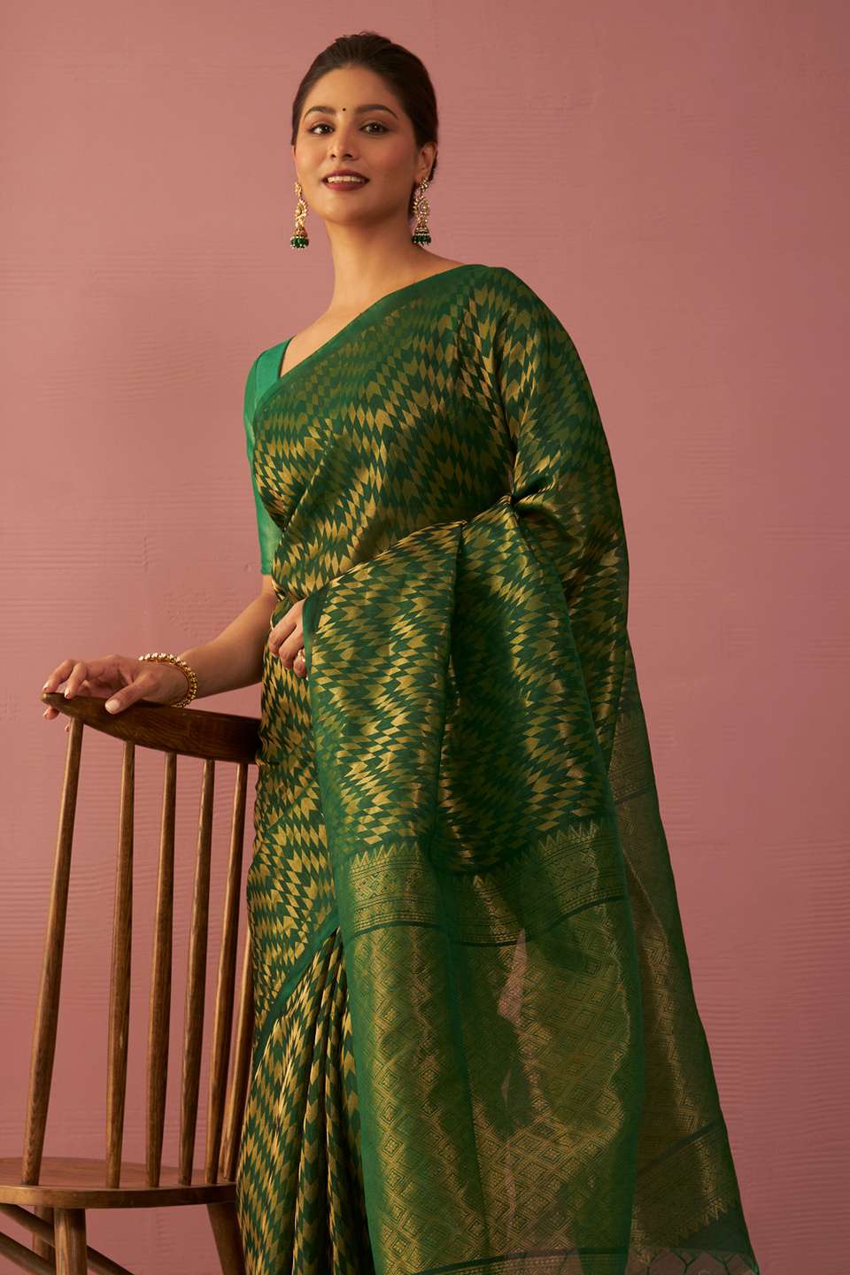 Green Woven South Pure Silk Cotton Saree