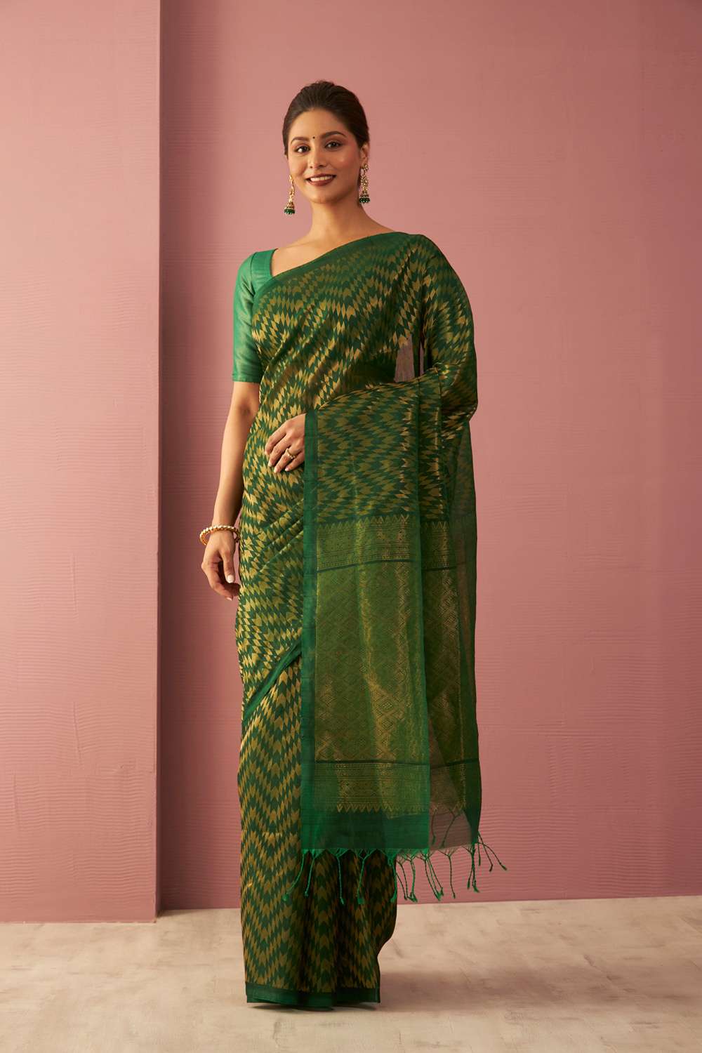 Green Woven South Pure Silk Cotton Saree image number null