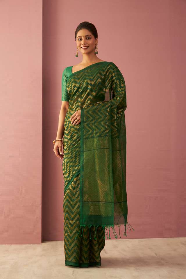 Green Woven South Pure Silk Cotton Saree thumbnail image number null