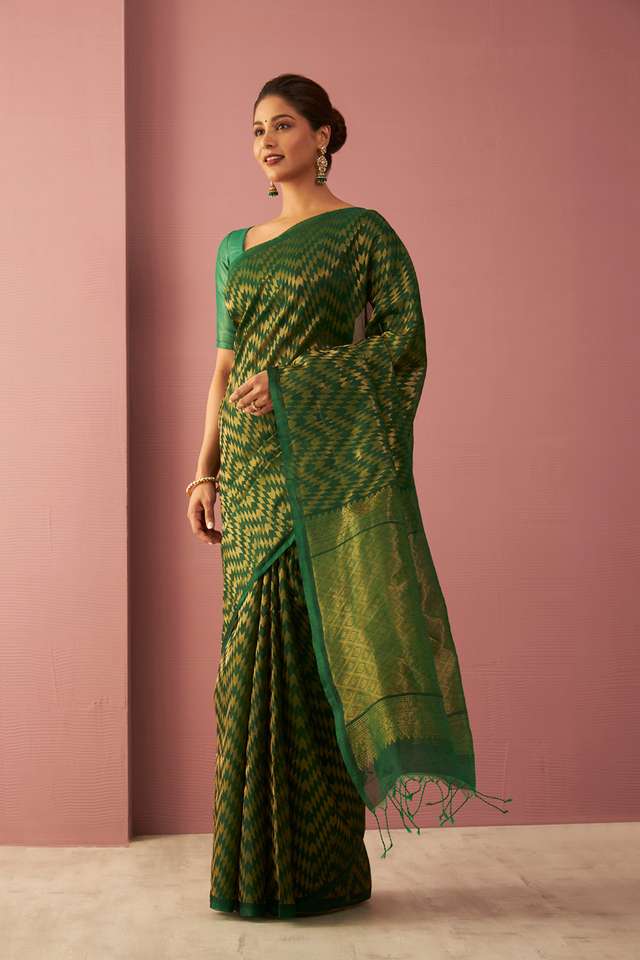 Green Woven South Pure Silk Cotton Saree thumbnail image number null