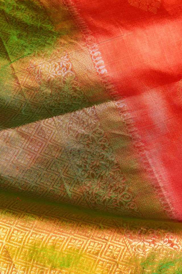 Orange Woven Pure Soft Silk Saree thumbnail image number null