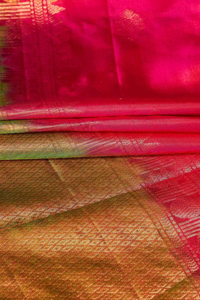 Dark Pink Woven Pure Soft Silk Saree thumbnail image number null