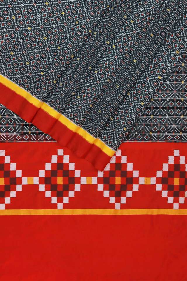 Black Pochampalli Pure Silk Ikat Saree thumbnail image number null