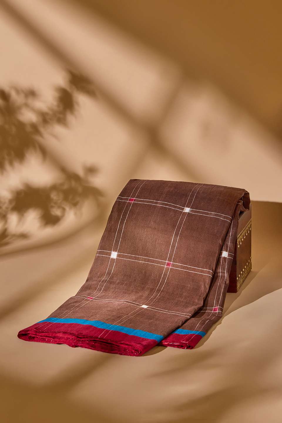 Brown Pochampalli Pure Silk Linen Ikat Saree