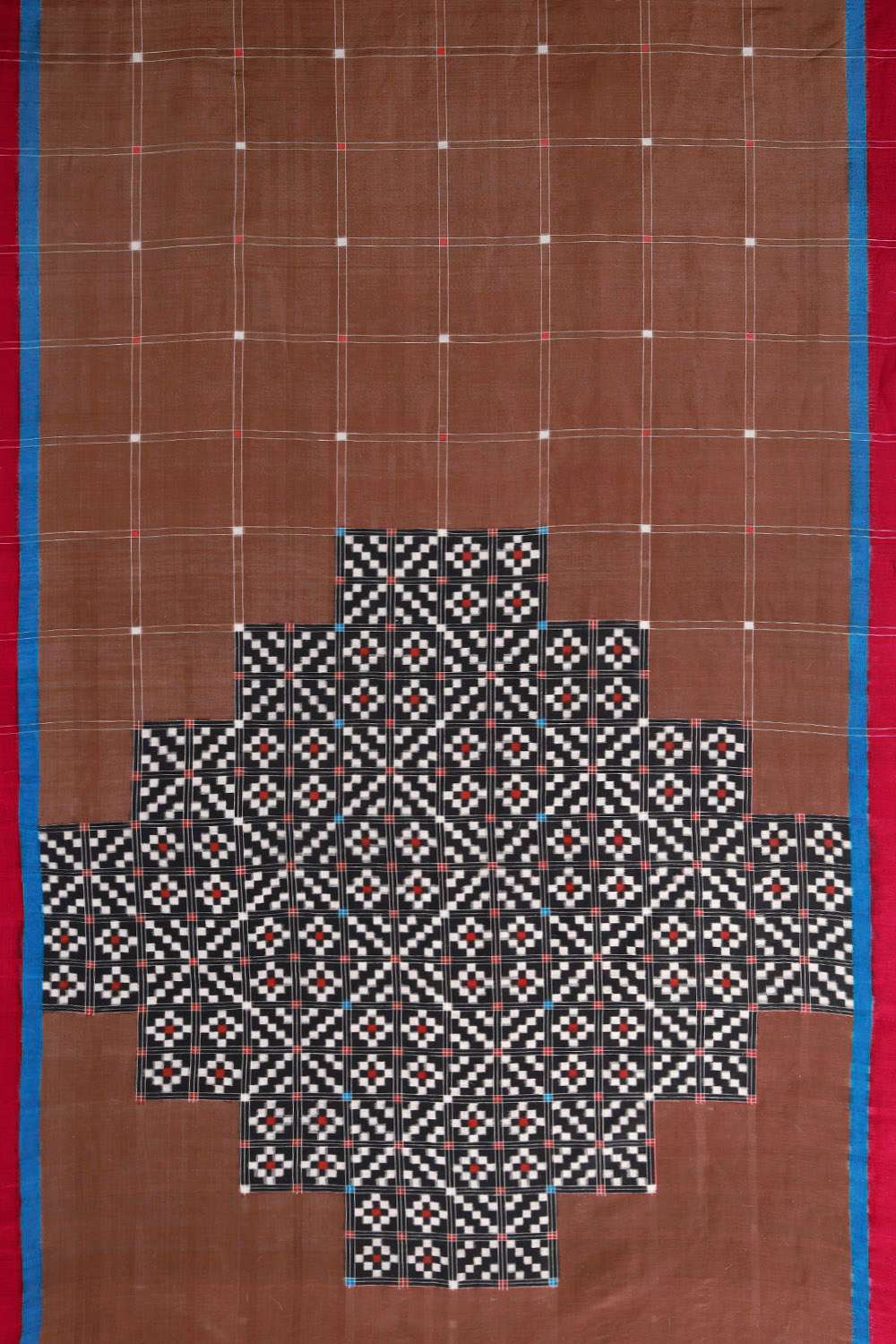 Brown Pochampalli Pure Silk Linen Ikat Saree image number null