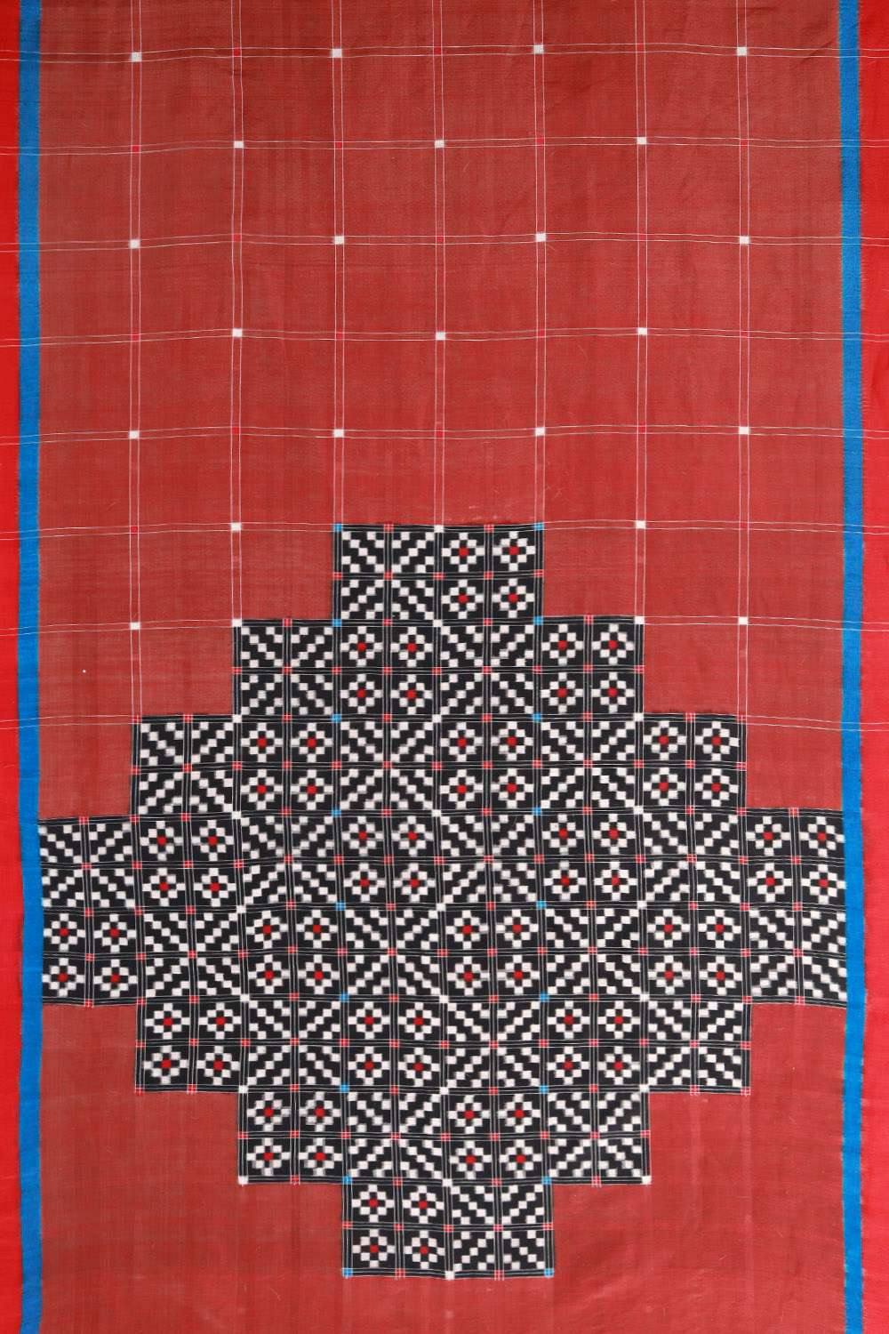 Dark Red Pochampalli Pure Silk Linen Ikat Saree image number null