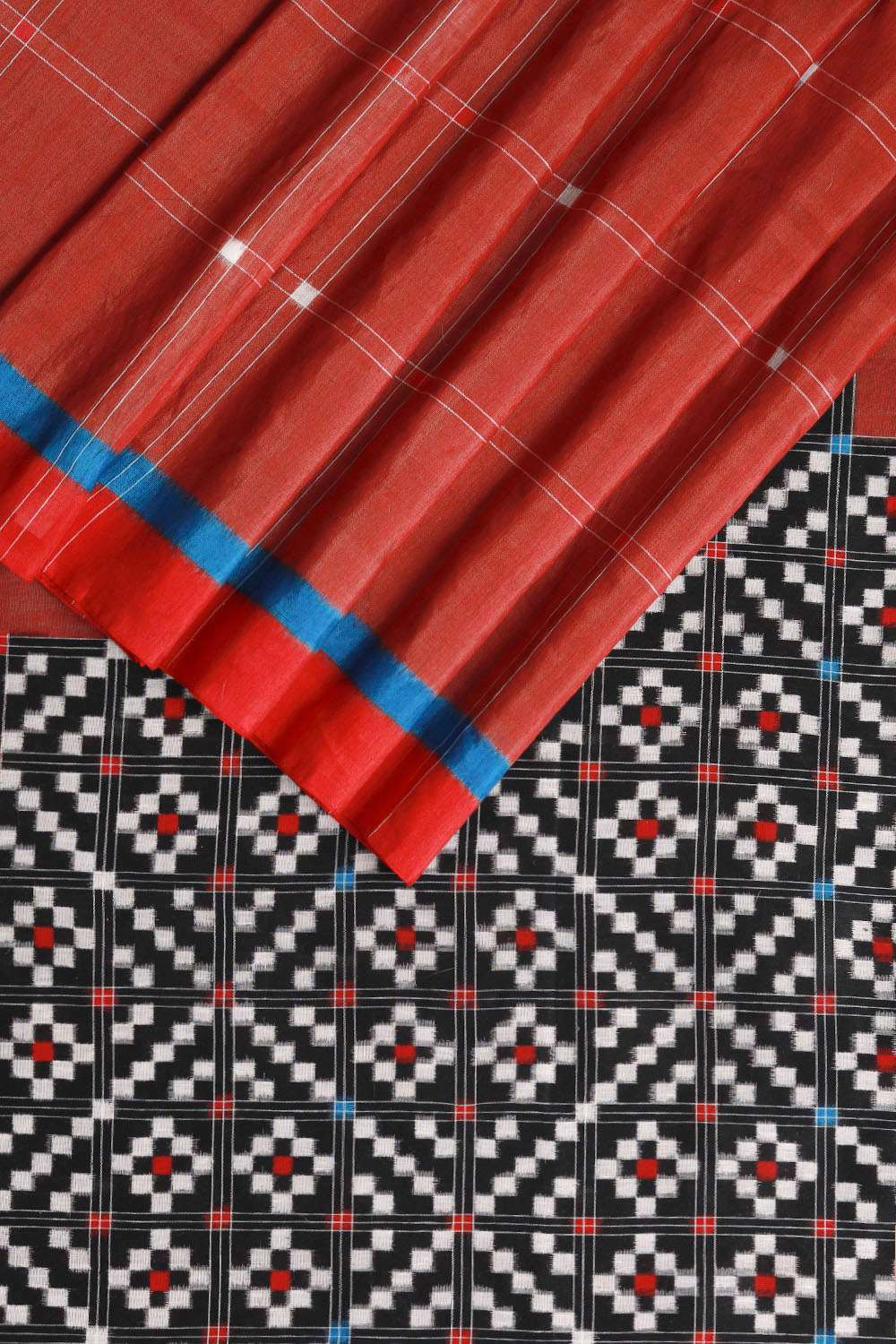 Dark Red Pochampalli Pure Silk Linen Ikat Saree image number null